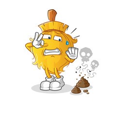 broom with stinky waste illustration. character vector