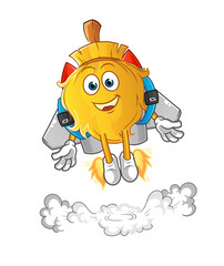 broom with jetpack mascot. cartoon vector