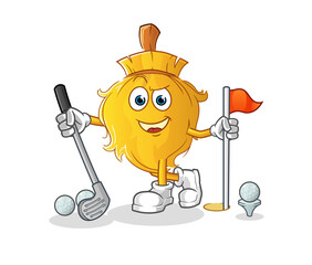 broom playing golf vector. cartoon character