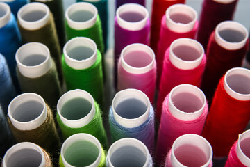 Closeup view of thread spools