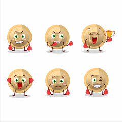 A sporty chinese coin boxing athlete cartoon mascot design