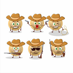 Cool cowboy chinese coin cartoon character with a cute hat