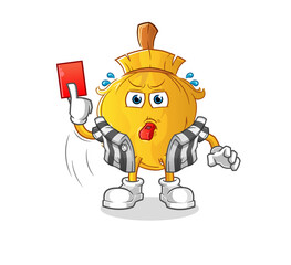 broom referee with red card illustration. character vector
