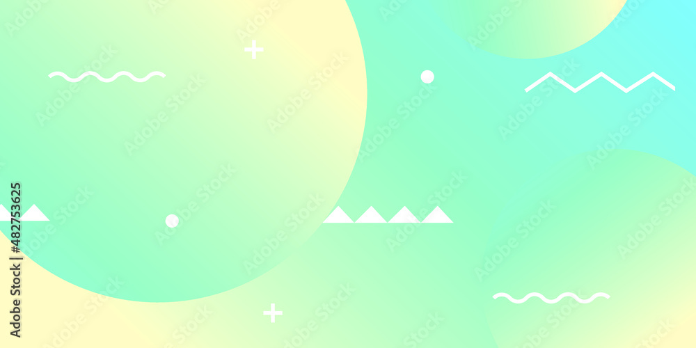 Poster tidy abstract background with geometric and memphis pattern. background with the gradient of green f