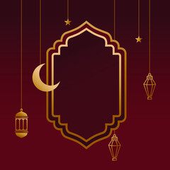 a creative ornament in red for ramadan theme design. an editable illustration of minimalist template for creative background design.