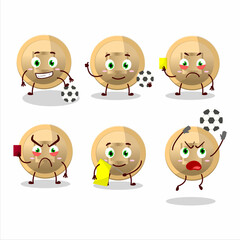 Chinese coin cartoon character working as a Football referee