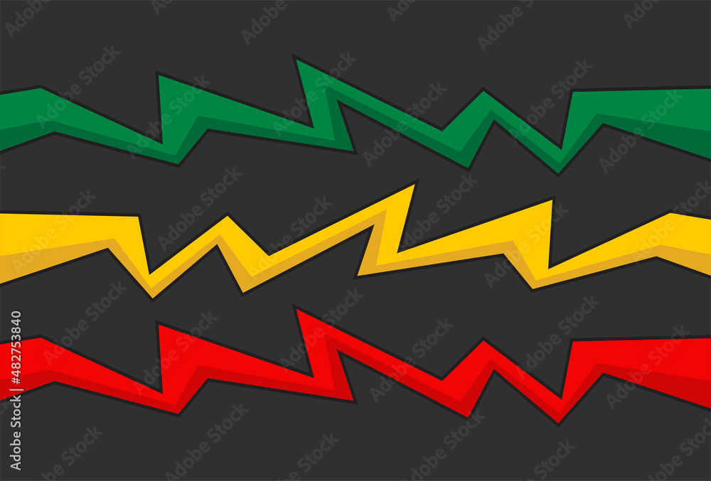 Poster simple background with gradient zigzag line pattern and with jamaican color theme