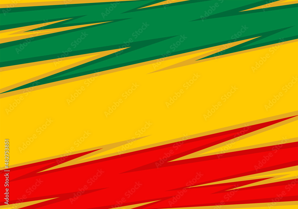 Poster abstract background with spikes and zigzag pattern and with jamaican color theme