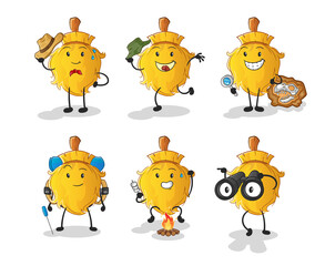 broom adventure group character. cartoon mascot vector