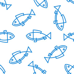 stylized line fish seamless pattern wector illustration