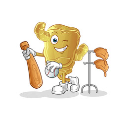 Ginger playing baseball mascot. cartoon vector