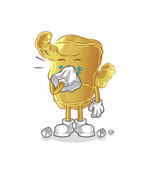 Ginger blowing nose character. cartoon mascot vector