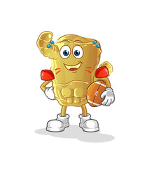 Ginger playing rugby character. cartoon mascot vector