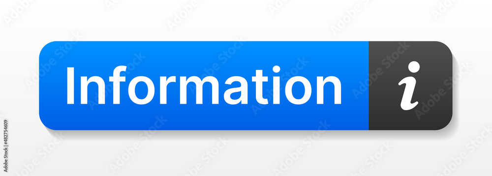 Poster Information button. Info web button icon vector in blue color.