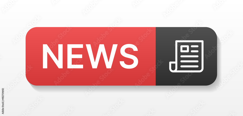 Poster news button isolated on white background. newsletter blog for web.