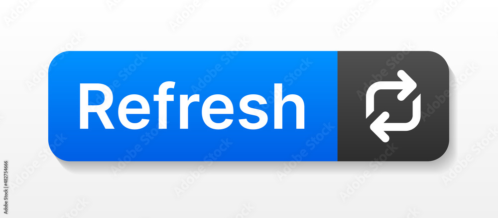 Aufkleber refresh button in blue and black design. reload, reset symbol vector illustration.