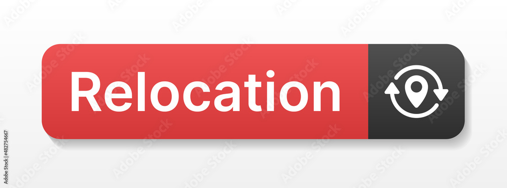 Poster relocation text web button. shipping location concept