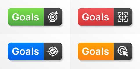 Goals button set in graphic design. Goal icon. 