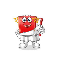 Obraz premium book with greek clothing. cartoon mascot vector