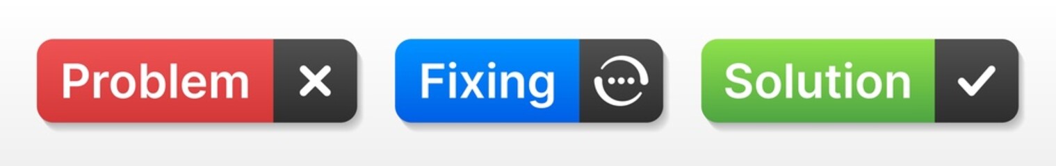 Problem Fixing Solution button for app and web design.