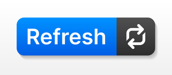 Refresh button in blue and black design. Reload, reset symbol vector illustration.