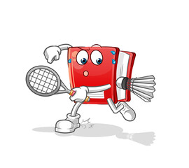 book playing badminton illustration. character vector