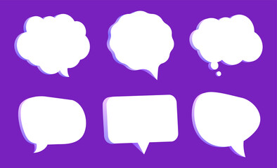 3d purple speech bubble chat icon collection set poster and sticker concept Banner. concept of social media messages. 3d render illustration