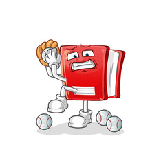 book baseball pitcher cartoon. cartoon mascot vector