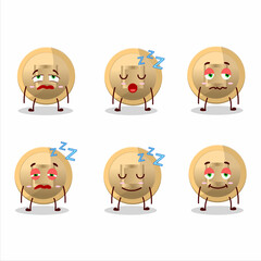 Cartoon character of chinese coin with sleepy expression