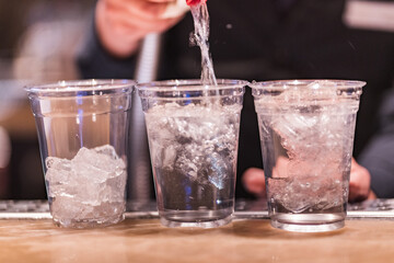three glasses on bar table