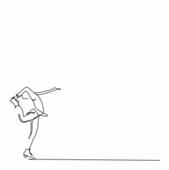 continuous drawing of a single line silhouette of a woman on ice