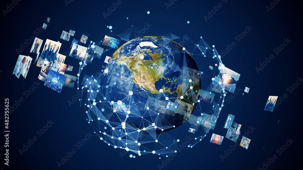 Leinwandbilder Visual contents concept. Image analysis. Digital transformation. Global communication network. Elements of this image furnished by NASA. 3D rendering.