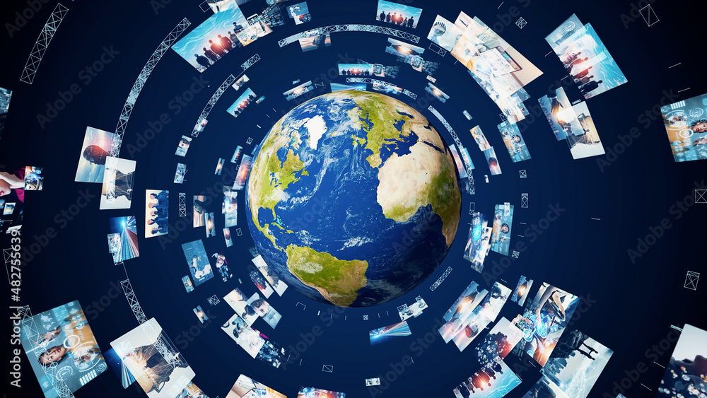 Aufkleber Visual contents concept. Image analysis. Digital transformation. Global communication network. Elements of this image furnished by NASA. 3D rendering.