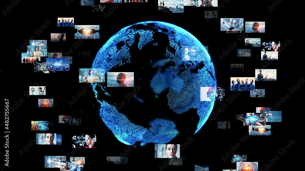 Aufkleber Visual contents concept. Image analysis. Digital transformation. Global communication network.
