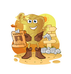 Ginger cowboy with wanted paper. cartoon mascot vector