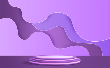 Abstract minimal scene with geometric forms. cylinder podium in purple color, stand mockup product presentation background.