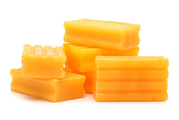 Yellow soap isolated on white background