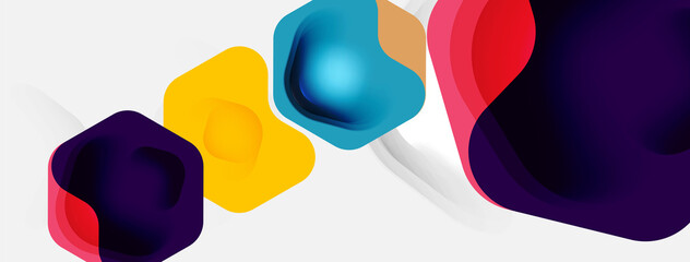 Color arrow shapes on white backdrop. Minimal geometric abstract background. Vector illustration for wallpaper banner background or landing page