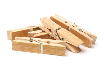 Wooden Clothespin on white background 