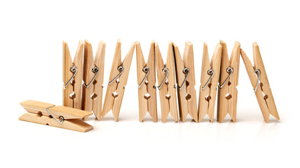 Wooden Clothespin on white background 