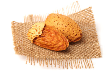 almonds nuts on white background