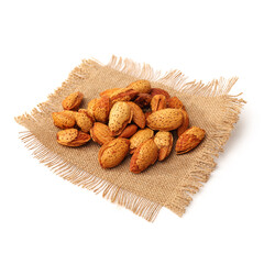  almonds nuts on white background.