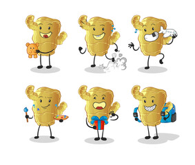 Ginger children group character. cartoon mascot vector