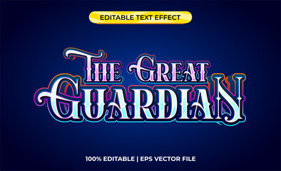 the great guardian 3d text effect with vintage theme. typography template for products or events with vintage themes