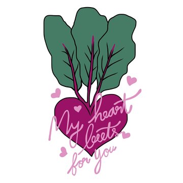 My heart beets for you, beetroot cartoon vector illustration 