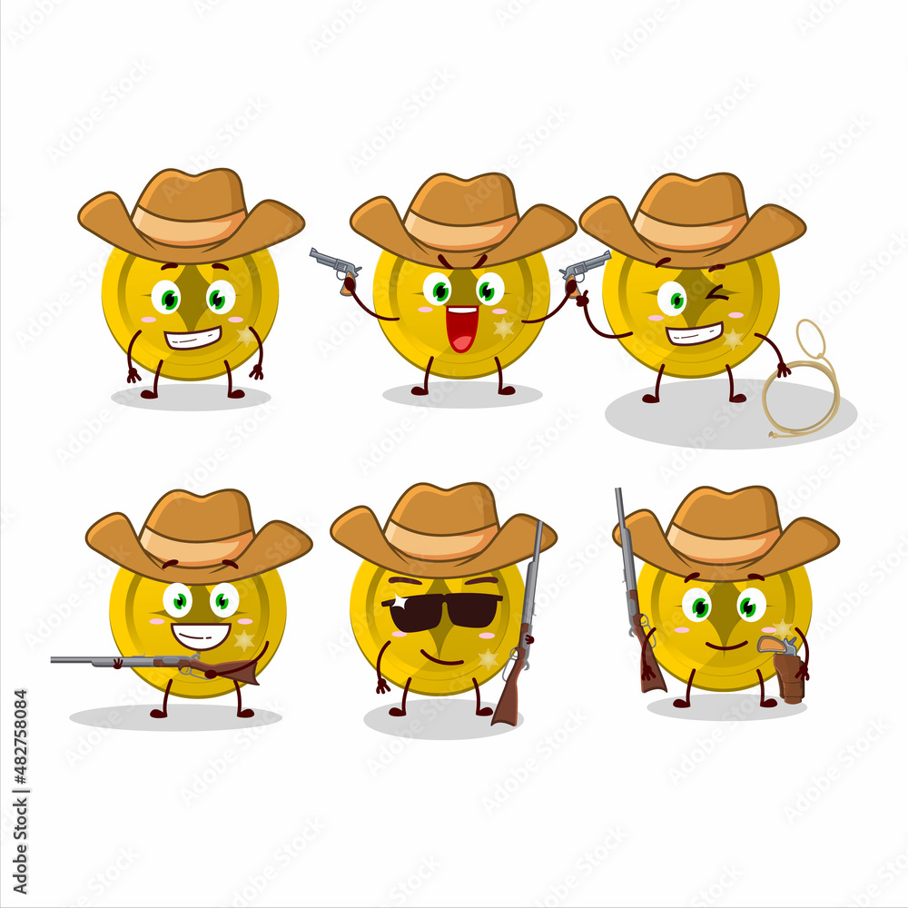 Canvas Prints cool cowboy gold coin cartoon character with a cute hat