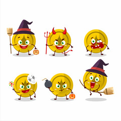 Halloween expression emoticons with cartoon character of gold coin
