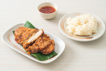 fried chicken with sticky rice