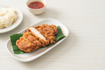 fried chicken with sticky rice