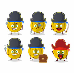 Cartoon character of gold coin with various pirates emoticons